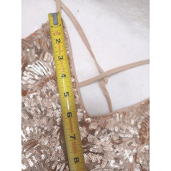 FOREVER 21 Gold Sequins Mini Dress Sz M Cocktail Party New Year Holiday Glam New - Picture 13 of 17